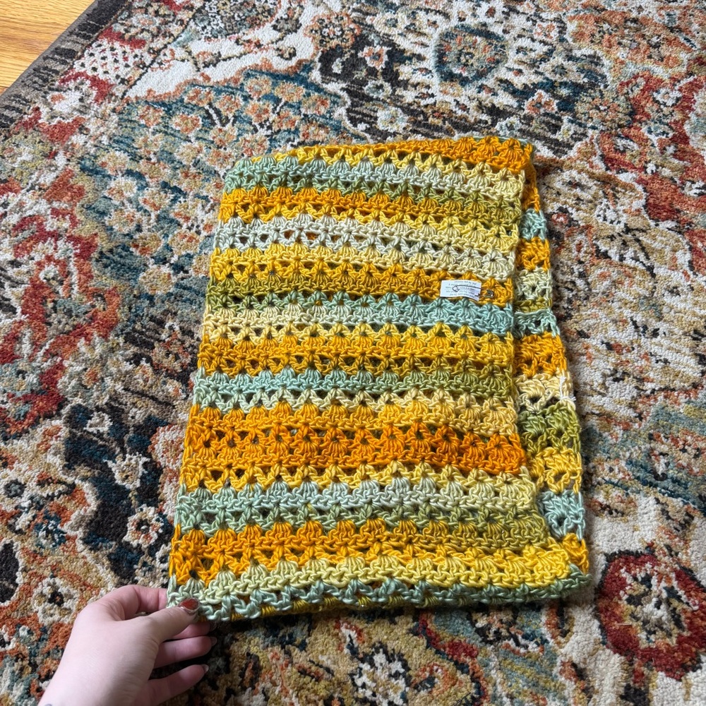 Handmade Crochet cowl in Mustard, Olive & Sage